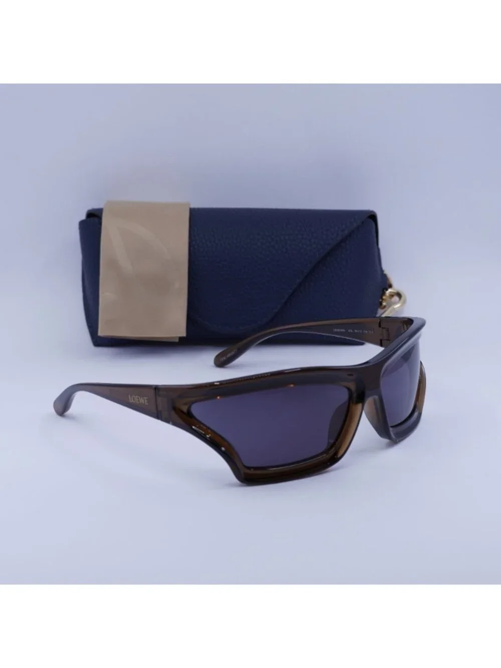 Loewe LW40143U 47A Sunglasses Brown Shield Frame, Grey Lenses
